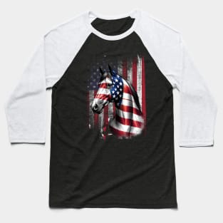 American Flag Horse Baseball T-Shirt